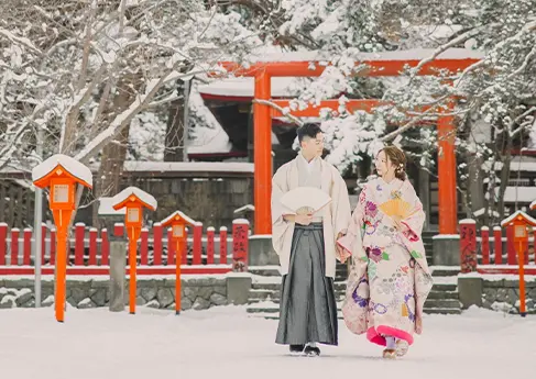 ブライダル和装フォト札幌伏見稲荷神社 冬