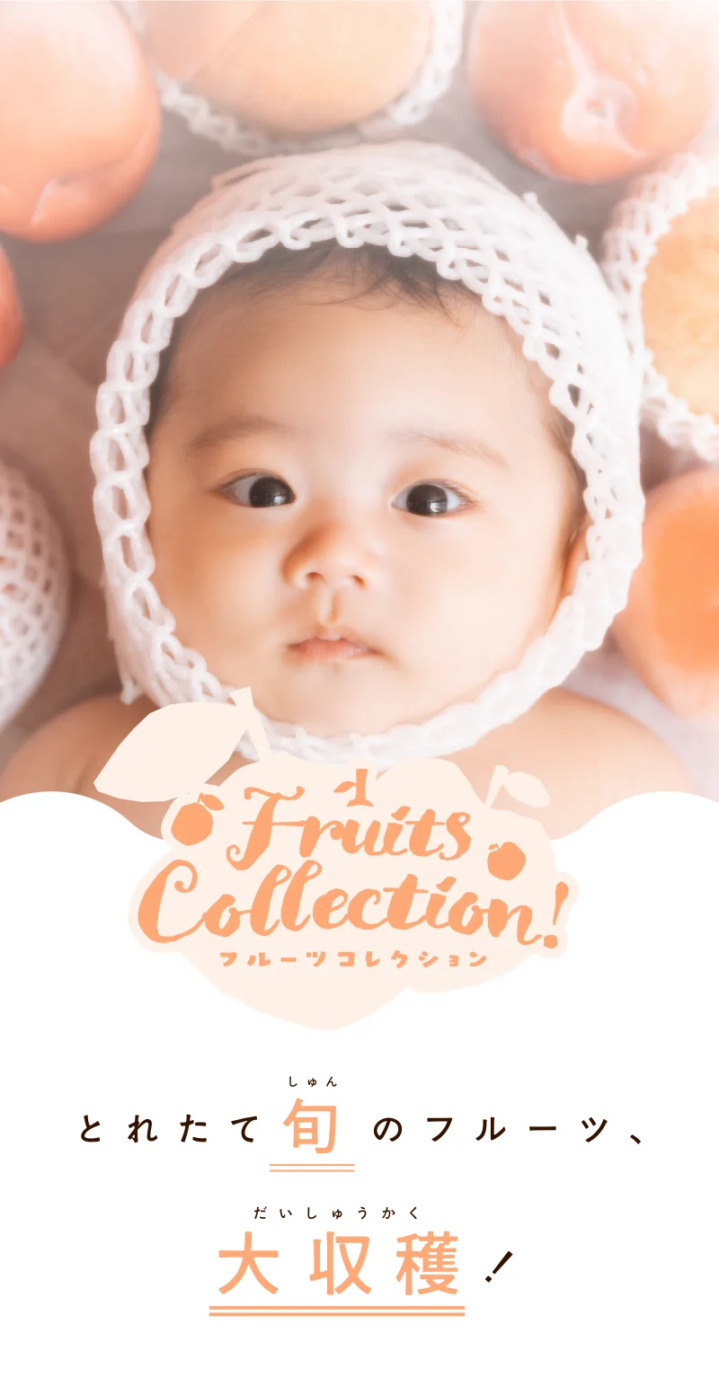 写真工房ぱれっと 百日記念写真フルーツコレクション「とれたて旬のフルーツ、大収穫！」