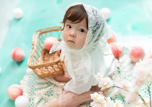 百日写真 まんまるボールフルーツ(もも)