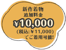 新作着物追加料金¥10,000(税込¥11,000)でご着用可能！