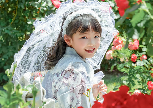 七五三写真 大通公園バラ園ロケ