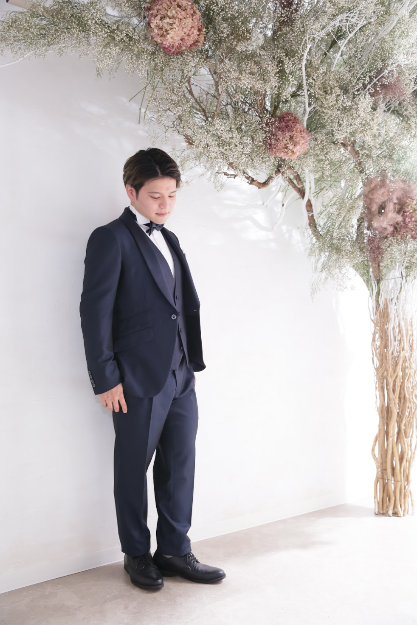 タキシード 蝶ネクタイ 黒 結婚式 記念 式