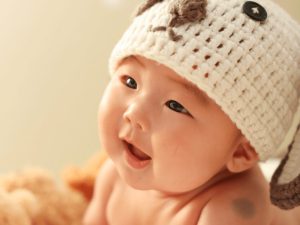 函館のスタジオでベビー記念撮影