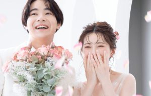 結婚式の写真をスタジオで