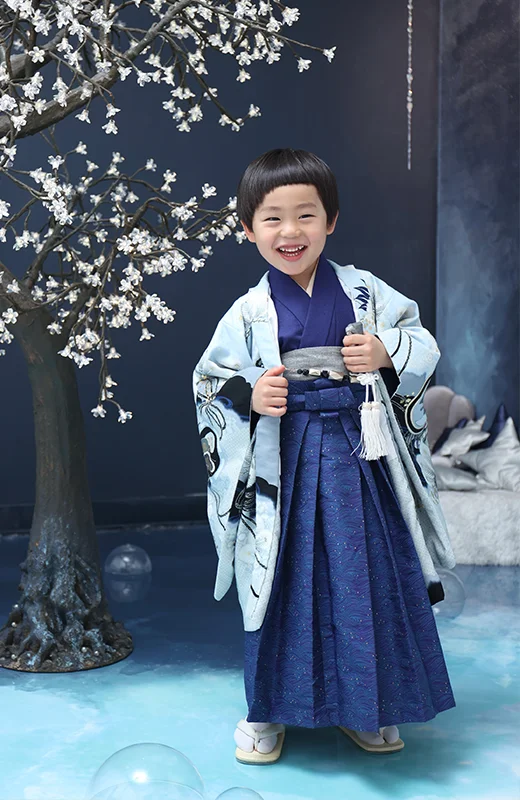 札幌　七五三　男の子　5歳　
青　袴