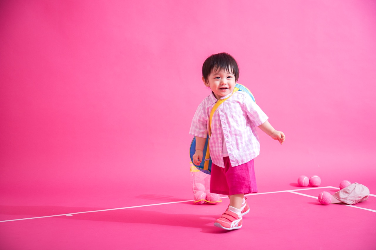 テニス　１歳　男の子　キッズフォト