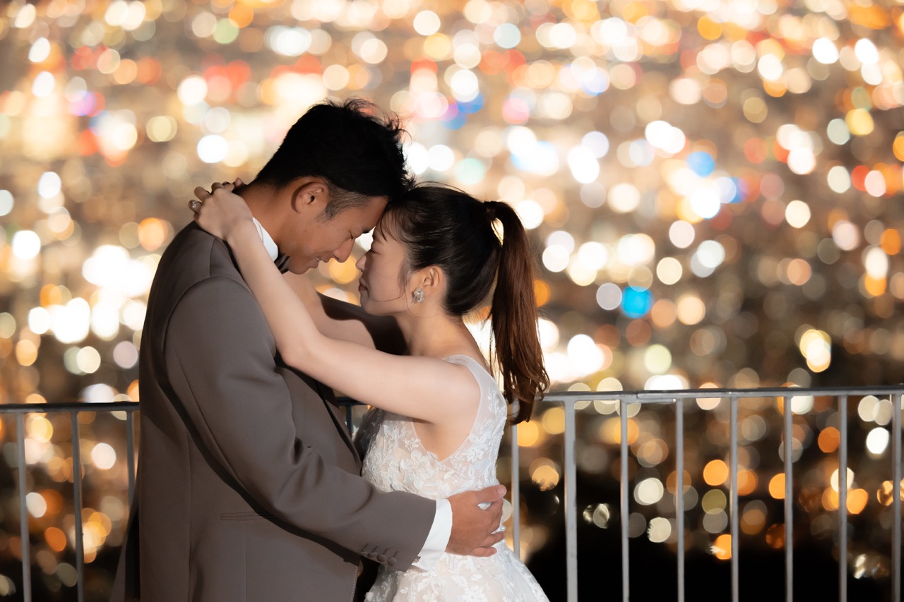 藻岩山　夜景　札幌　ロケーションフォト　ウェディングフォト　