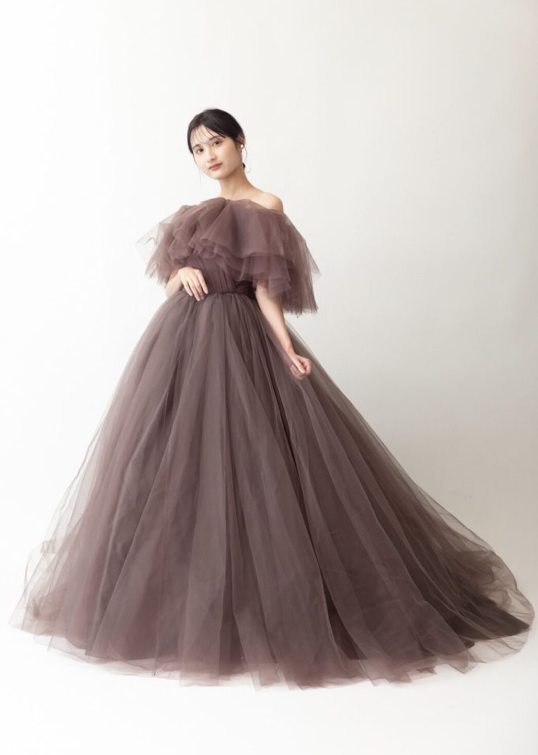 引き振り袖　婚礼　ドレス　ブラウン　