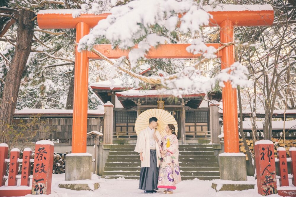 伏見稲荷神社　冬　婚礼　ロケ