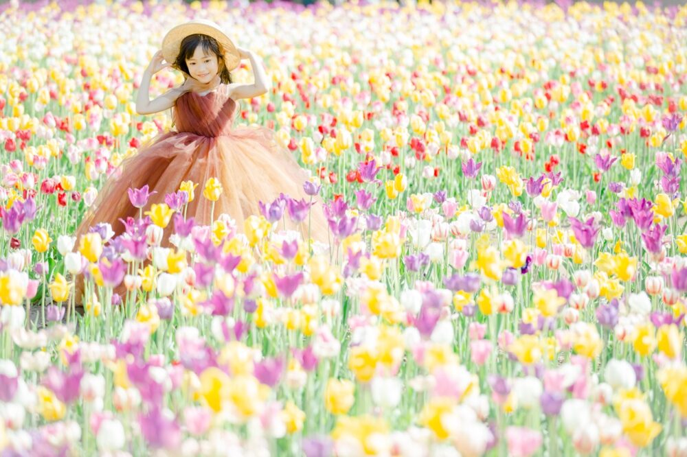 滝野すずらん公園 女の子 ロケ チューリップ