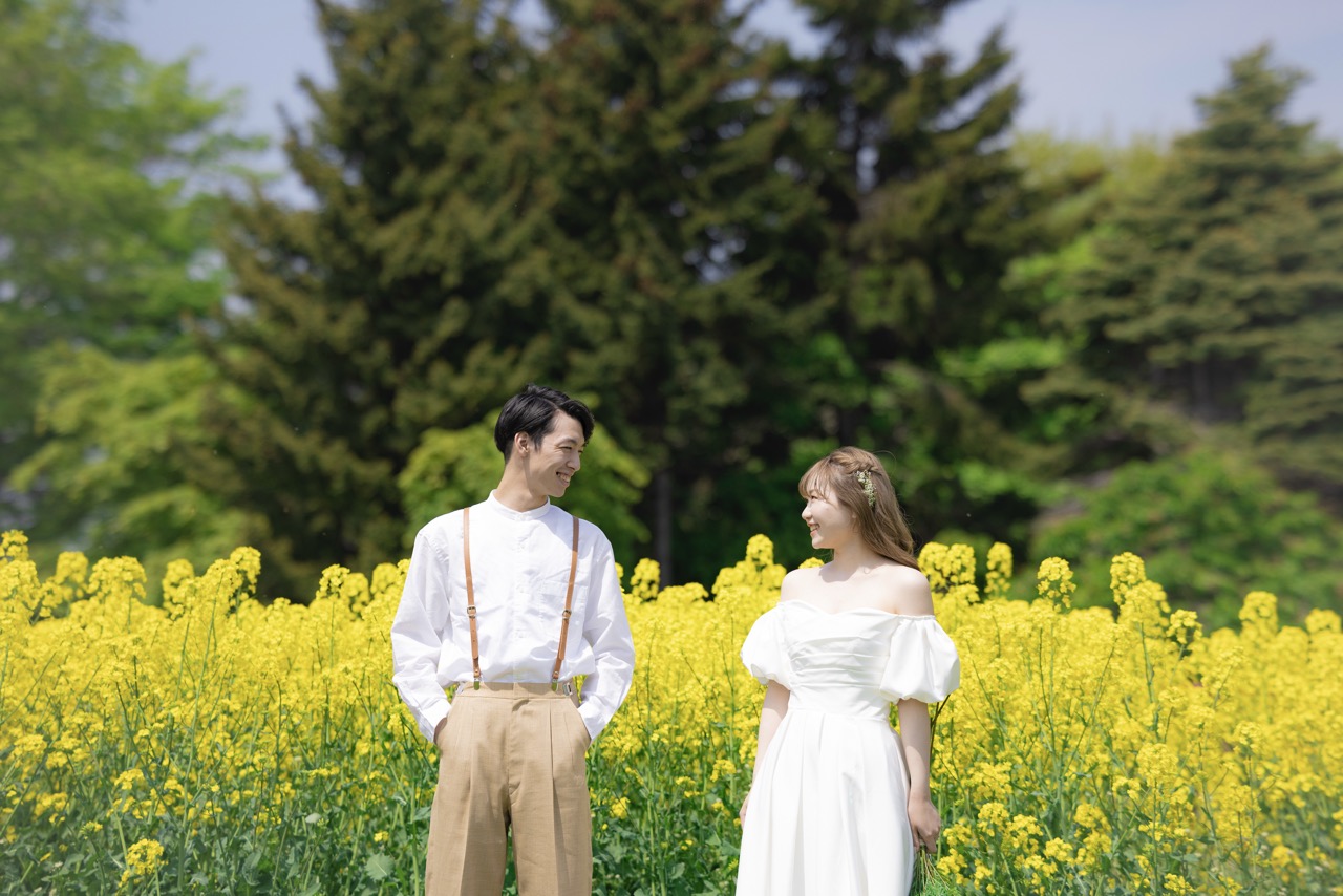 百合が原公園　菜の花　札幌　ロケーションフォト　撮影　ウェディング