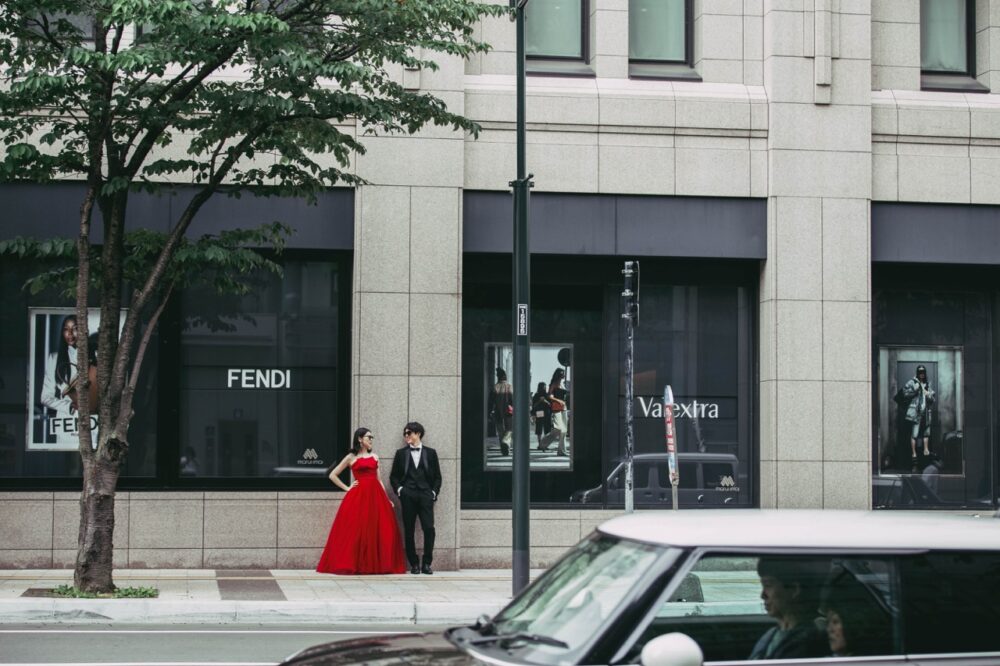 札幌　大通り　ロケーションフォト　街中　撮影　ウェディング