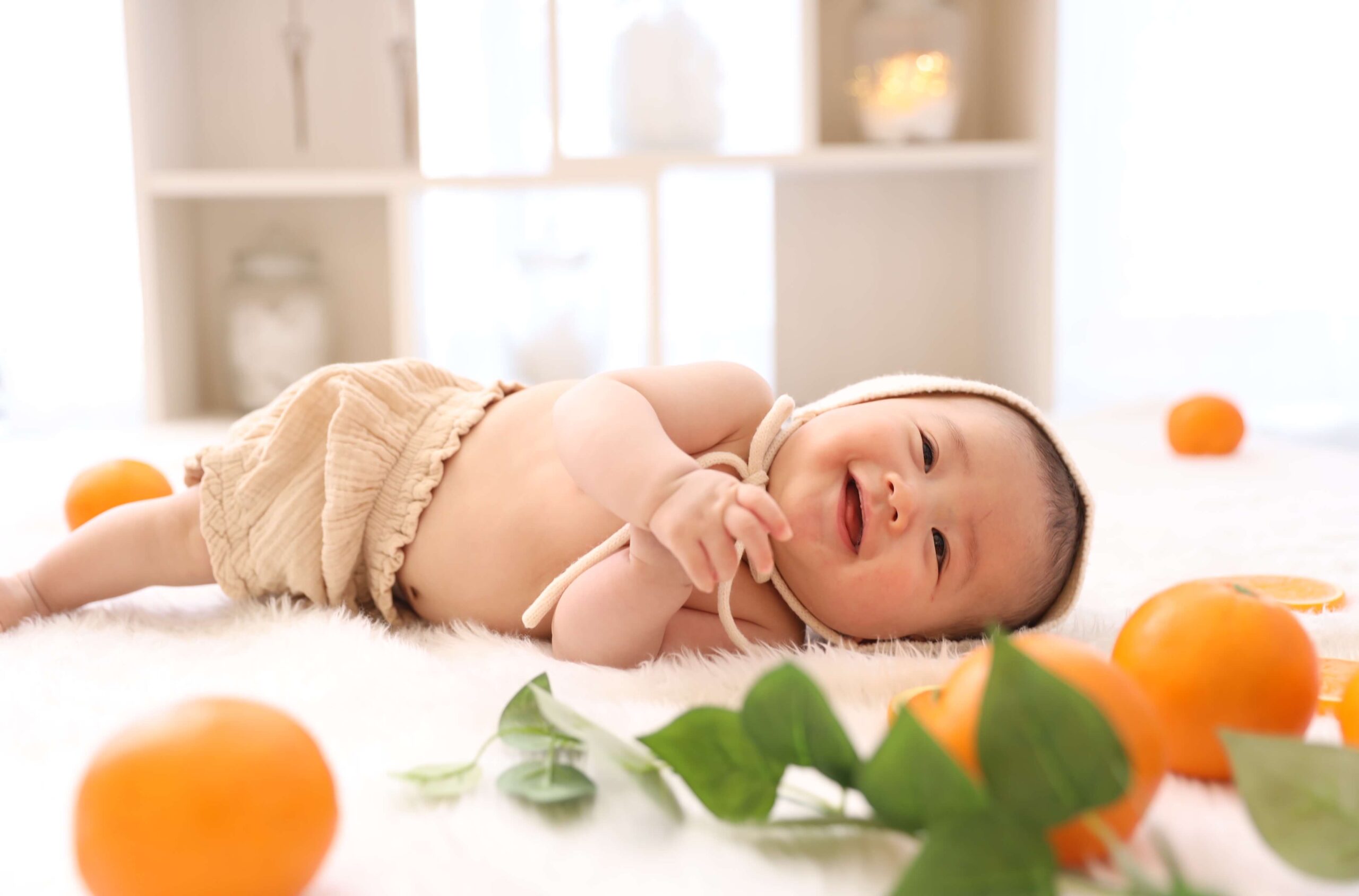 ベビー　フォト　撮影　オレンジ　なりきり