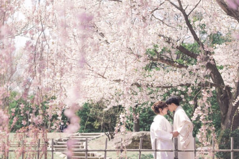 婚礼　撮影　ウェディングフォト　ブライダル　ロケ　和装　桜