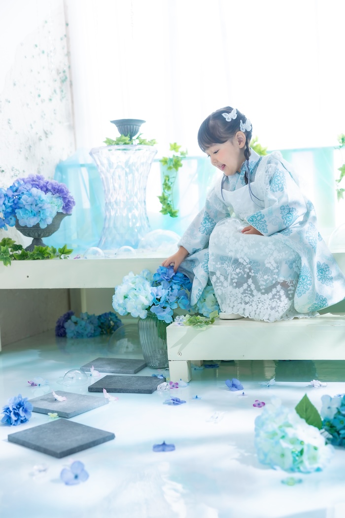 七五三　着物　札幌　3歳
紫陽花　フォトスタジオ
