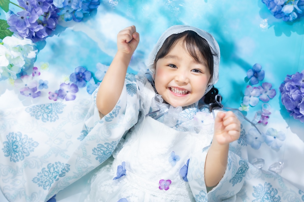 七五三　着物　札幌　3歳
紫陽花　フォトスタジオ