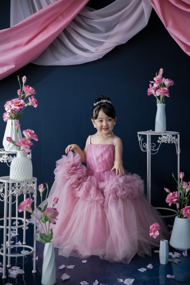 753 女の子　札幌　ドレス　ピンク　お花　プリンセス