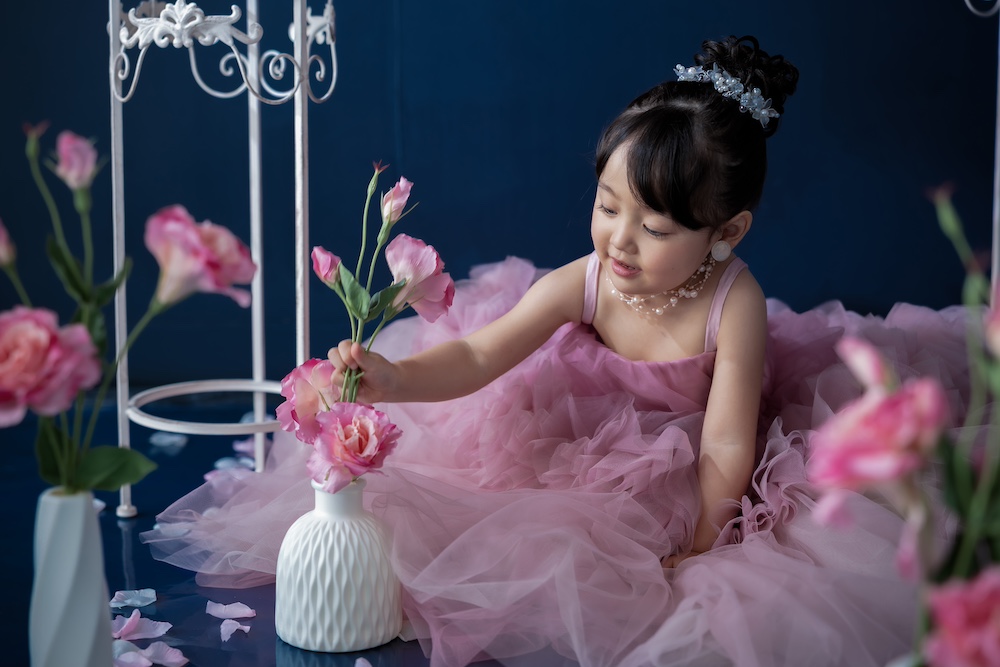 753 女の子　札幌　ドレス　ピンク　お花　プリンセス
