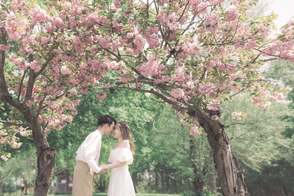 百合が原公園　ロケーションフォト　春　ウェディングフォト　撮影　札幌