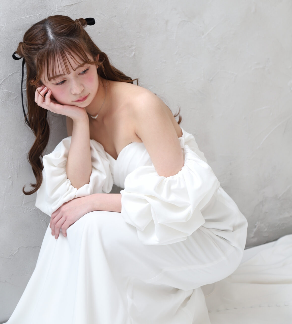 ドレス　白　撮影　スタジオ