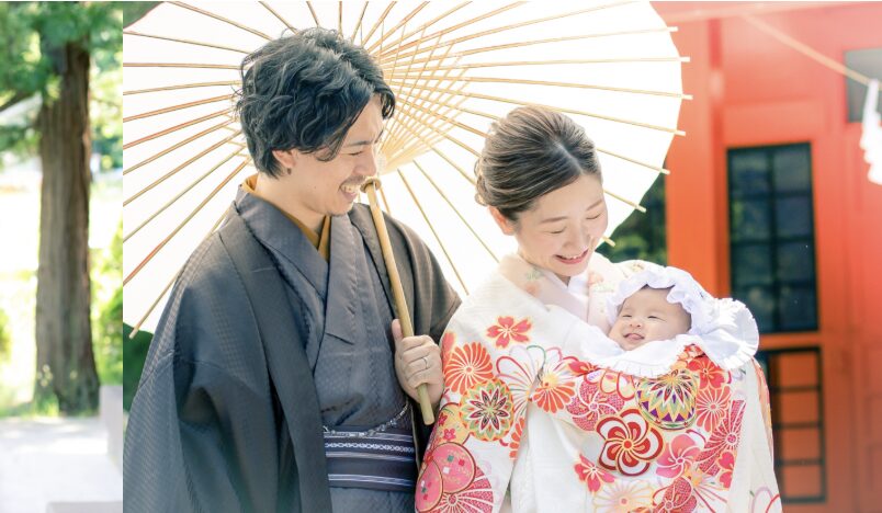 【100日記念は家族で和装撮影】パパママ着物で叶える、特別な100日祝いフォト｜写真工房ぱれっと函館北斗店