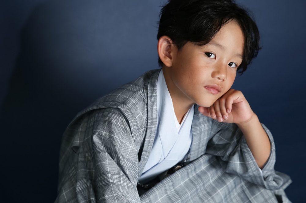 男の子の七五三記念のスタジオ撮影